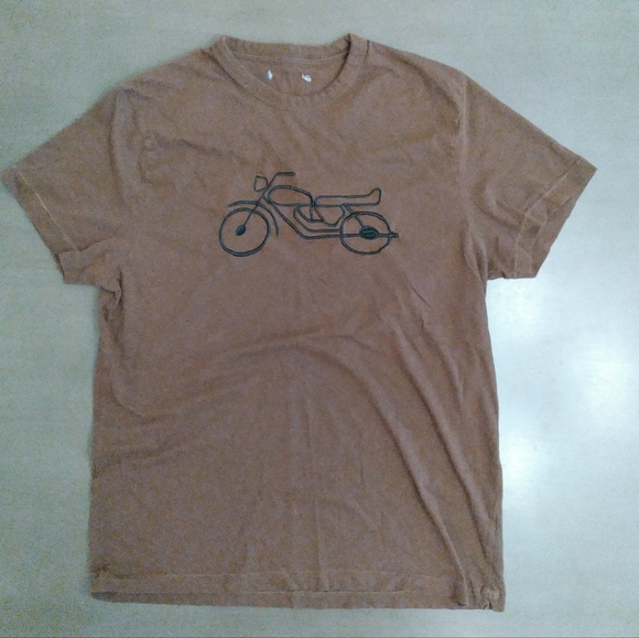 French Connection Embroidered Motorcycle Tee Shirt | Brown | Large - Picture 2 of 3